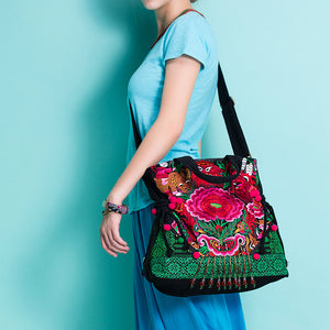 Original Ethnic Style, Retro, National Fashion, National Style, Embroidered Single Shoulder Messenger Bag, Travel Leisure Handbag, Canvas Bag