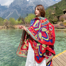 Load image into Gallery viewer, Multi-purpose Tibetan Style Shawl Cashew Flower Cloak Winter Warm Open National Wind Air-conditioning Scarf
