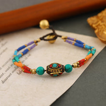 Load image into Gallery viewer, Bohemian Retro Nepalese Pearl Turquoise Frosted Stone Simple Multi-color Beaded Hand Woven Bracelet
