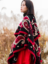 Load image into Gallery viewer, Ethnic style wool shawl, women&#39;s autumn and winter cape blanket, oversized scarf, thickened warmth, shawl split shawl
