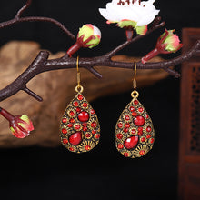 Load image into Gallery viewer, Creative Water Drop Gem Inlaid  Ancient National Style Earrings
