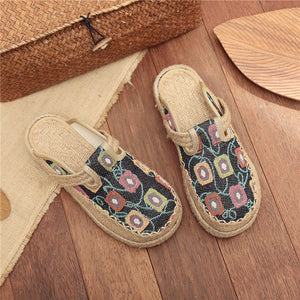 Cloth Shoes Linen Big Head Slippers Flat Heels Cotton Low Top Women's Slippers Shoes