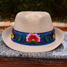 Load image into Gallery viewer, National style Embroidered Hat Straw Hat Sun-proof Visor Big Brim Summer Days Ladies National hat
