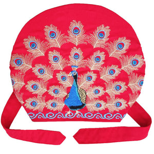 National style embroidered thin cotton and linen hat Women's hat Peacock embroidered hat Tie scarf hat