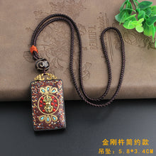 Load image into Gallery viewer, Vintage ebony Nepal pendant fortune transfer Necklace long versatile ethnic style peace card Pendant Necklace
