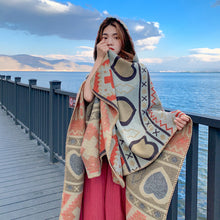 Load image into Gallery viewer, Tibetan ethnic shawl women&#39;s Autumn hooded cloak air-conditioned room warm cloak scarf

