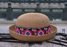 Load image into Gallery viewer, New National Style Embroidered Braided Hat, Folding Leisure Straw Hat, Summer Vacation Beach Sunshade Basin Hat
