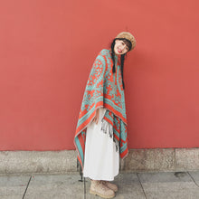 Load image into Gallery viewer, Tibetan ethnic totem flower big shawl retro warm scarf
