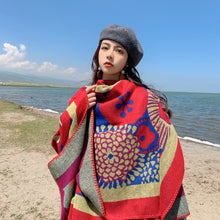 Load image into Gallery viewer, Ethnic style Autumn and Winter Thickened Cold resistant and Warm keeping Cape scarf
