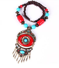 Load image into Gallery viewer, Tibetan floral tassel necklace
