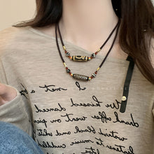 Load image into Gallery viewer, Ethnic style Tibetan style nine-eyed dzi necklace women&#39;s niche design emotional couple accessories new Chinese vintage sweater chain
