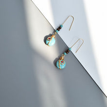 Load image into Gallery viewer, Ethnic Turquoise Earrings Feature Copper Wire Handmade Tibetan Earrings Retro Earrings Ear Clip Earrings
