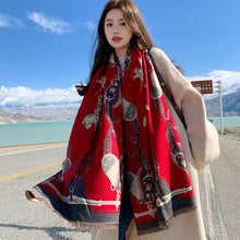 Load image into Gallery viewer, Red Scarf Women&#39;s Winter New Versatile Cashmere High-end Sense Fashion Dual-purpose Shawl Thickened Neck
