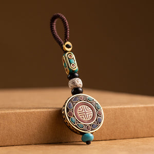 Nepal retro car keychain Bodhi key pendant high-grade bag ornaments handmade chain for men and women.