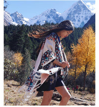 Load image into Gallery viewer, Autumn Tibetan Ethnic Tassel Split Thick Knit Shawl Cloak Scarf
