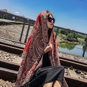 Ethnic spring and summer shawl  women's sunscreen scarf Tibet desert warm cloak in autumn and winter