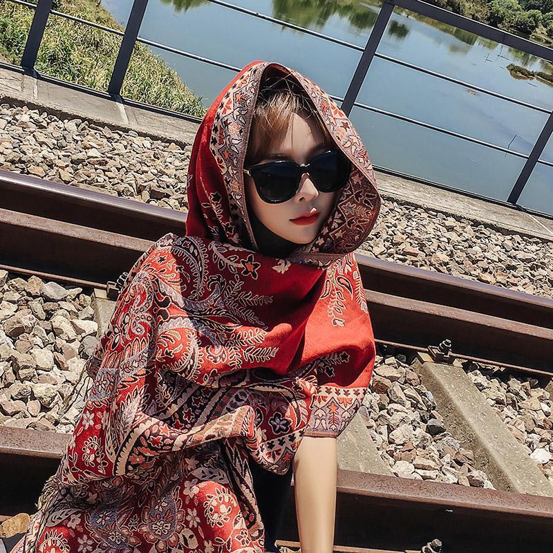 Ethnic spring and summer shawl  women's sunscreen scarf Tibet desert warm cloak in autumn and winter