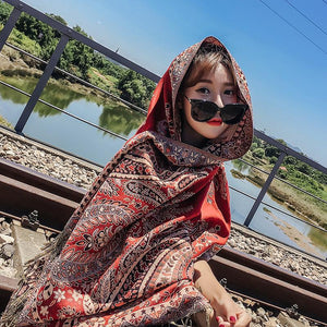 Ethnic spring and summer shawl  women's sunscreen scarf Tibet desert warm cloak in autumn and winter