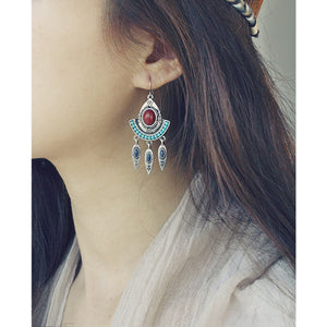 Retro Ethnic Tassel Earrings Female Pure Silver Needle Earrings