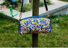 Load image into Gallery viewer, New National Style Embroidered Flower Bag Zipper Horizontal Casual Versatile Messenger Single Shoulder Bag Small Square Bag
