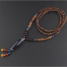 Load image into Gallery viewer, Unisex Handmade Necklace Nepal Buddhist Mala Wood Beads Pendant &amp; Necklace Ethnic Fish Horn Long Statement Men Women&#39;s Jewelry
