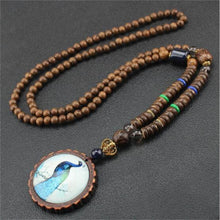 Load image into Gallery viewer, Unisex Handmade Necklace Nepal Buddhist Mala Wood Beads Pendant &amp; Necklace Ethnic Fish Horn Long Statement Men Women&#39;s Jewelry
