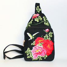 Load image into Gallery viewer, Women Chest Bag Tibetan Ethnic Style Hand Embroidery Pretty Flowers Casual Canvas Travel Shoulder Crossbody Bag
