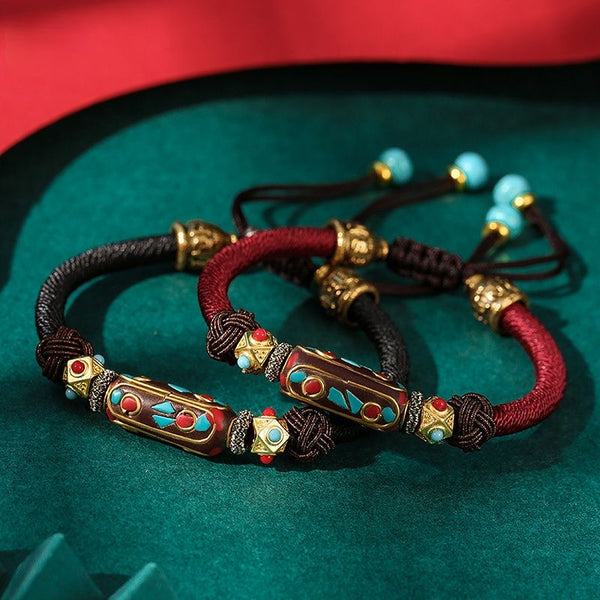 Dragon Knot Hand woven Bracelet Bohemian Women's Vintage Brass Ethnic Hand Rope Bracelet