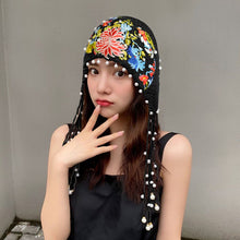 Load image into Gallery viewer, Ethnic style embroidered knitted hat Women&#39;s spring and summer versatile ear protection hat
