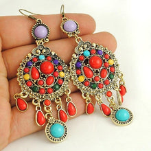 Load image into Gallery viewer, Ethnic Colorful Stone Big Gypsy Drop Fashion Bohemian Vintage Earrings - hiblings
