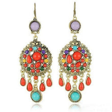 Load image into Gallery viewer, Ethnic Colorful Stone Big Gypsy Drop Fashion Bohemian Vintage Earrings - hiblings
