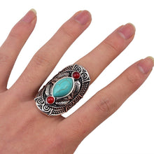 Load image into Gallery viewer, Vintage Bohemia Tibetan Ethnic Siver Engraving Leaf Adjustable Ring Jewelry
