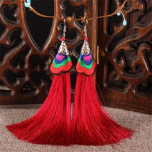 Load image into Gallery viewer, Ethnic Tibet Embroidery Long Tassel Drop Retro Bohemia Handmade Tassel Earrings - hiblings
